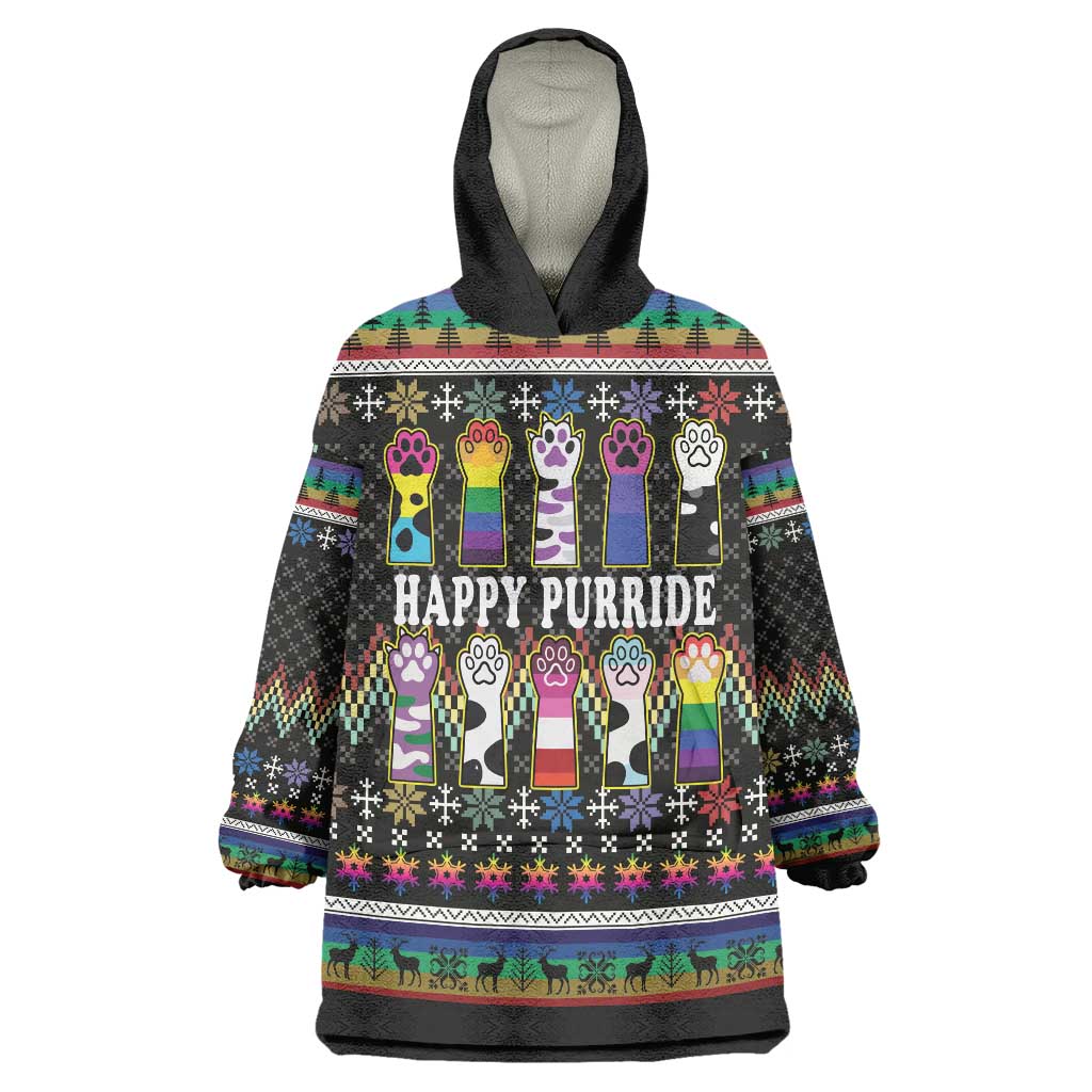 Pride Cat LGBT Wearable Blanket Hoodie Happy Purride Christmas - Cute Pet Rainbow Flag - Wonder Print Shop