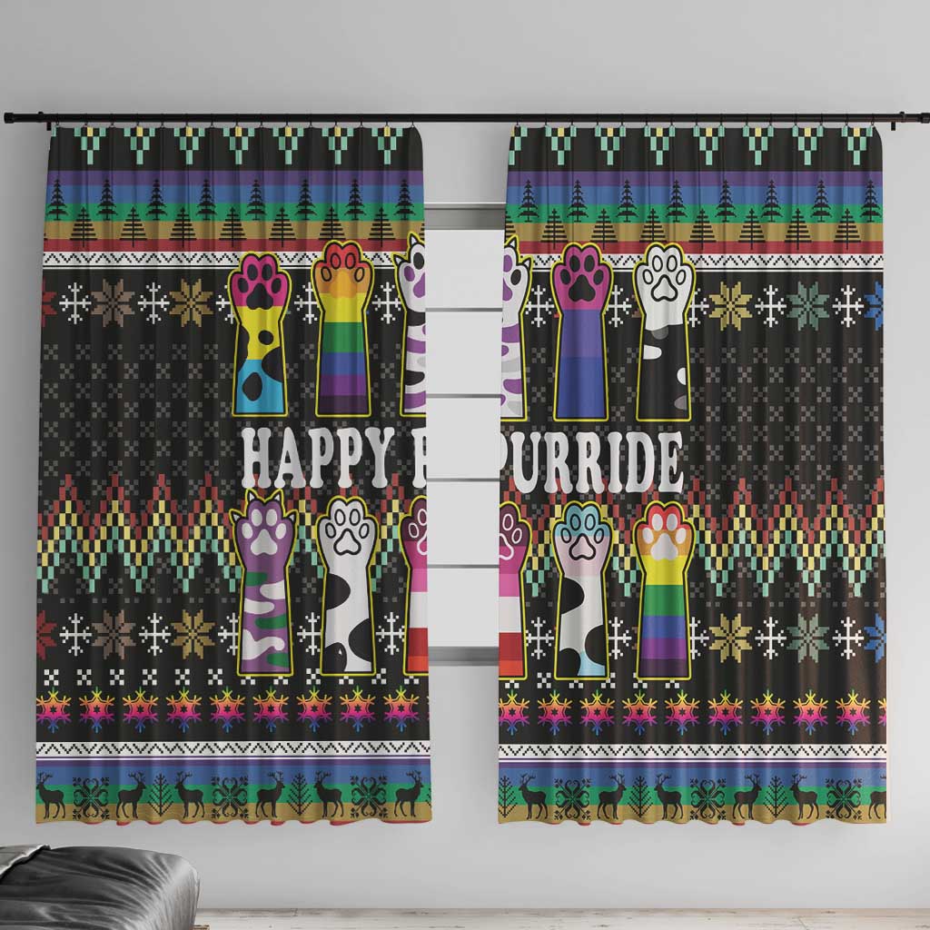 Pride Cat LGBT Window Curtain Happy Purride Christmas - Cute Pet Rainbow Flag - Wonder Print Shop
