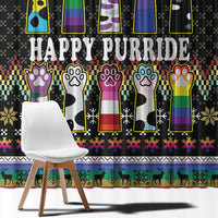 Pride Cat LGBT Window Curtain Happy Purride Christmas - Cute Pet Rainbow Flag - Wonder Print Shop