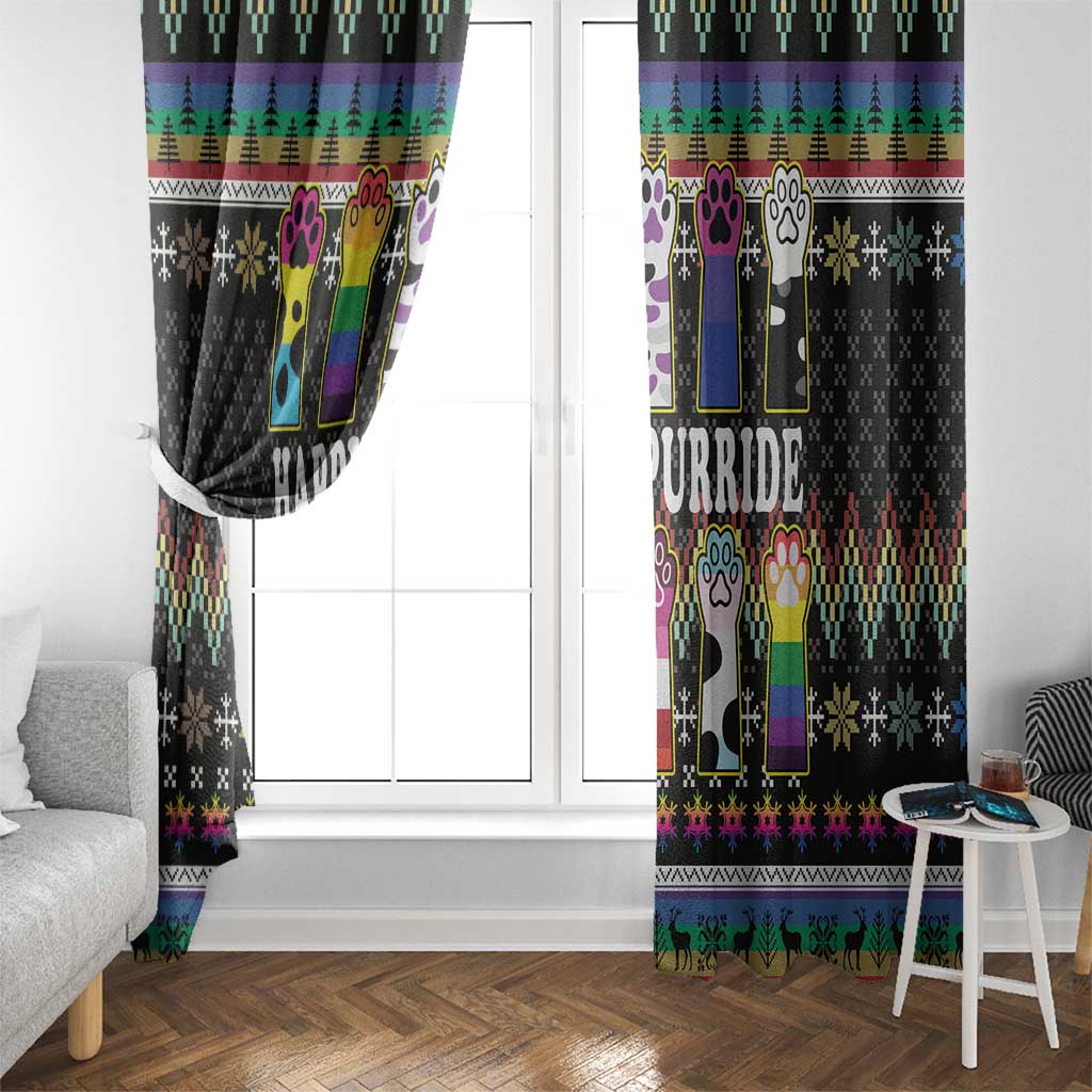 Pride Cat LGBT Window Curtain Happy Purride Christmas - Cute Pet Rainbow Flag - Wonder Print Shop