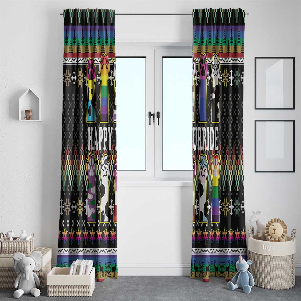 Pride Cat LGBT Window Curtain Happy Purride Christmas - Cute Pet Rainbow Flag - Wonder Print Shop
