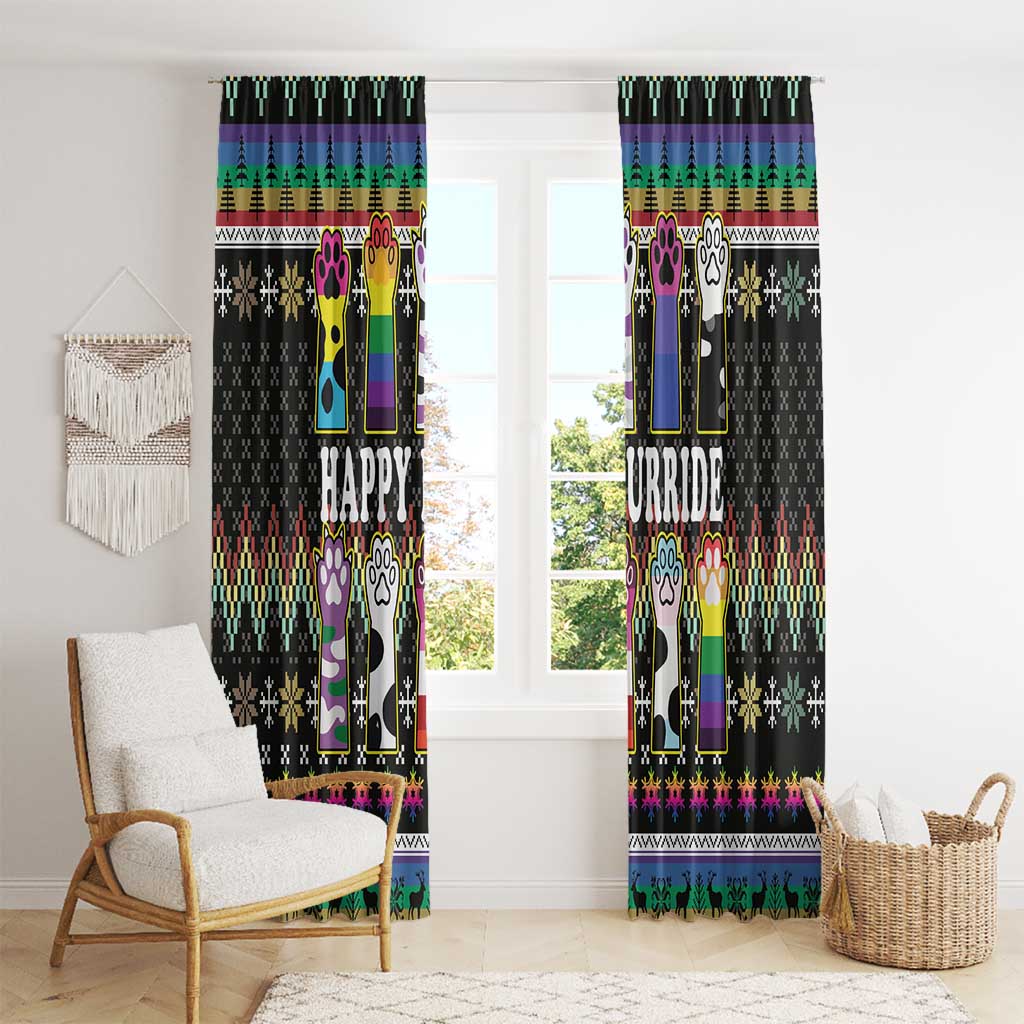 Pride Cat LGBT Window Curtain Happy Purride Christmas - Cute Pet Rainbow Flag - Wonder Print Shop