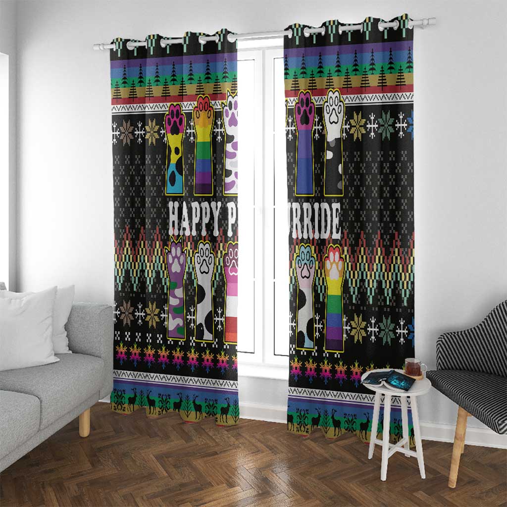 Pride Cat LGBT Window Curtain Happy Purride Christmas - Cute Pet Rainbow Flag - Wonder Print Shop
