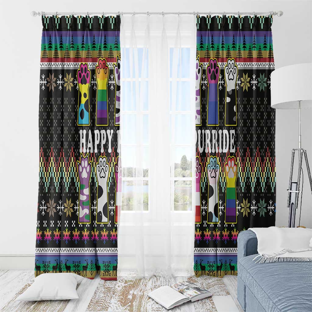 Pride Cat LGBT Window Curtain Happy Purride Christmas - Cute Pet Rainbow Flag - Wonder Print Shop