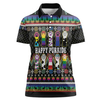 Pride Cat LGBT Women Polo Shirt Happy Purride Christmas - Cute Pet Rainbow Flag - Wonder Print Shop