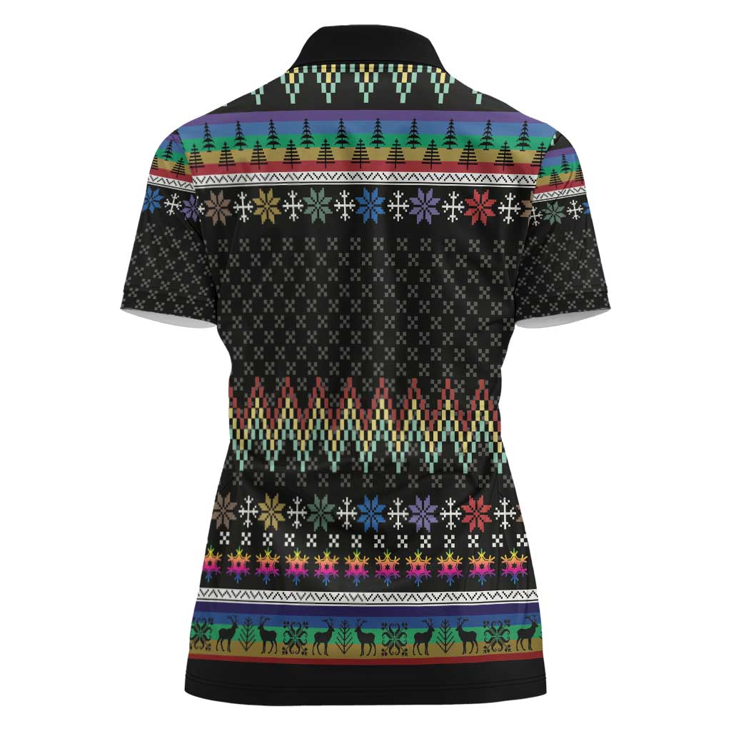 Pride Cat LGBT Women Polo Shirt Happy Purride Christmas - Cute Pet Rainbow Flag - Wonder Print Shop