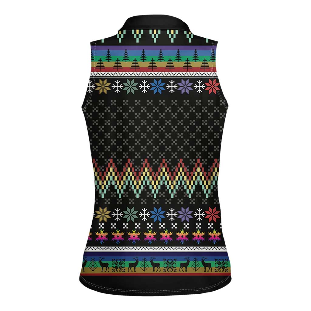 Pride Cat LGBT Women Sleeveless Polo Shirt Happy Purride Christmas - Cute Pet Rainbow Flag - Wonder Print Shop