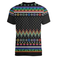 Pride Cat LGBT Women V-Neck T-Shirt Happy Purride Christmas - Cute Pet Rainbow Flag - Wonder Print Shop