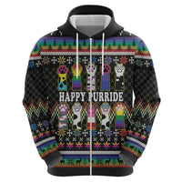 Pride Cat LGBT Zip Hoodie Happy Purride Christmas - Cute Pet Rainbow Flag - Wonder Print Shop