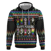 Pride Cat LGBT Zip Hoodie Happy Purride Christmas - Cute Pet Rainbow Flag - Wonder Print Shop
