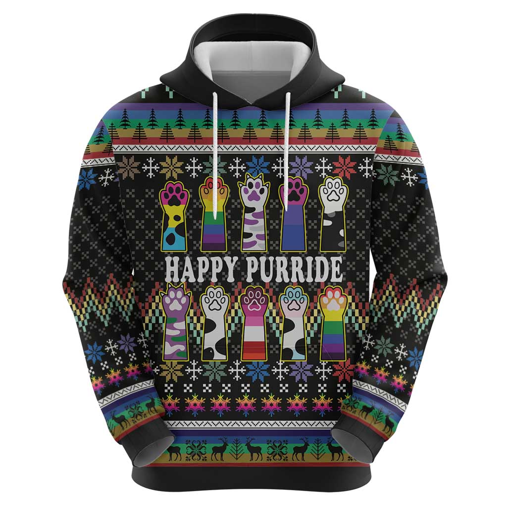 Pride Cat LGBT Zip Hoodie Happy Purride Christmas - Cute Pet Rainbow Flag - Wonder Print Shop