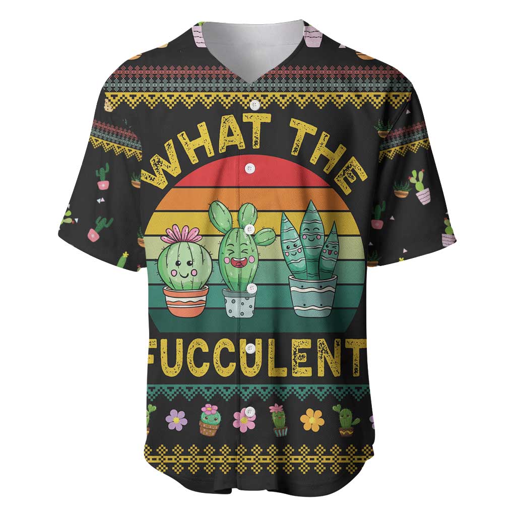 Cacuts Christmas Baseball Jersey Cactus What the Fucculent - Wonder Print Shop