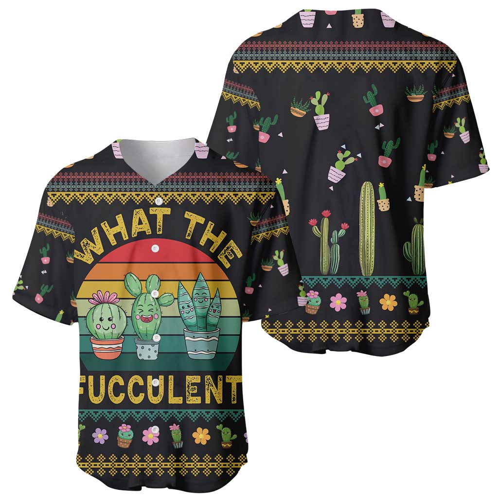 Cacuts Christmas Baseball Jersey Cactus What the Fucculent - Wonder Print Shop