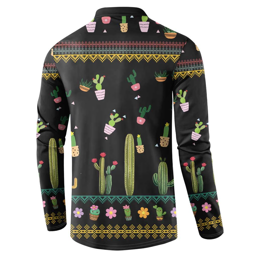 Cacuts Christmas Button Sweatshirt Cactus What the Fucculent - Wonder Print Shop