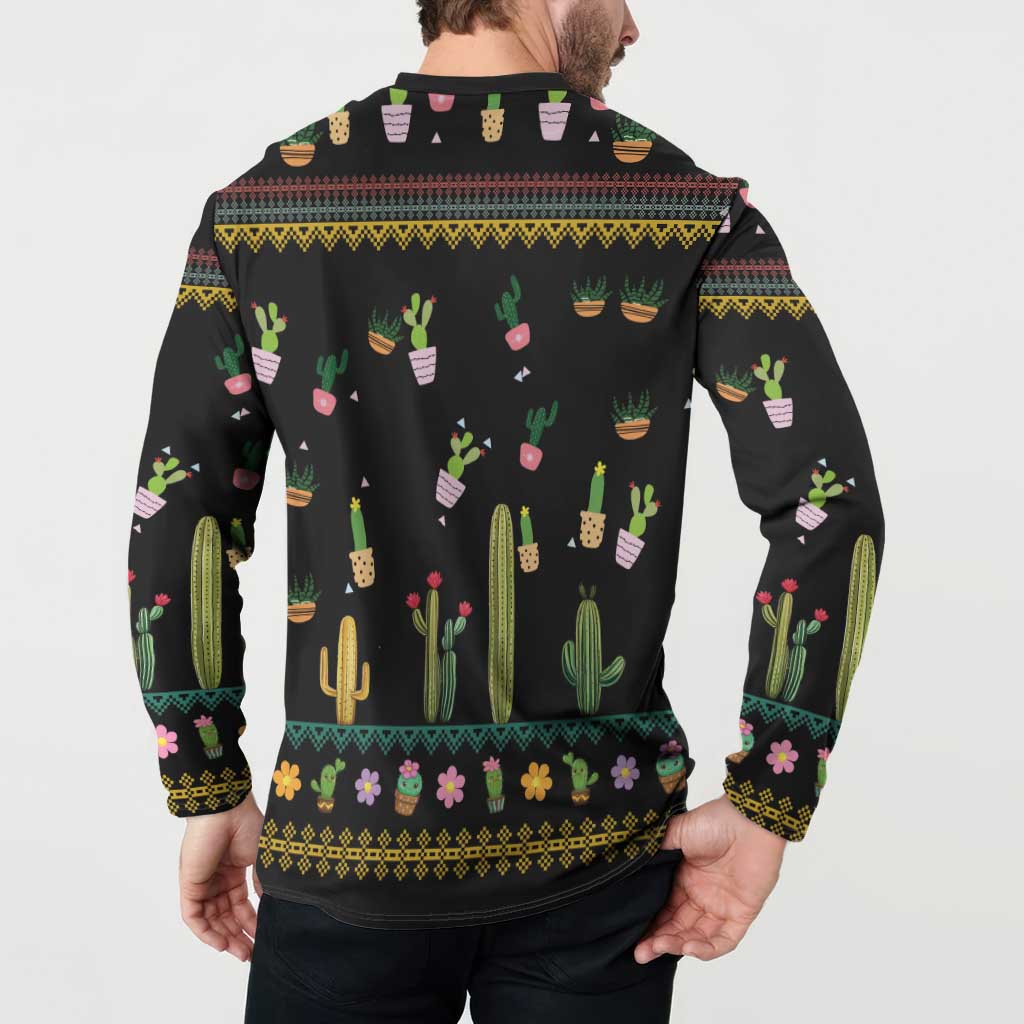 Cacuts Christmas Button Sweatshirt Cactus What the Fucculent - Wonder Print Shop