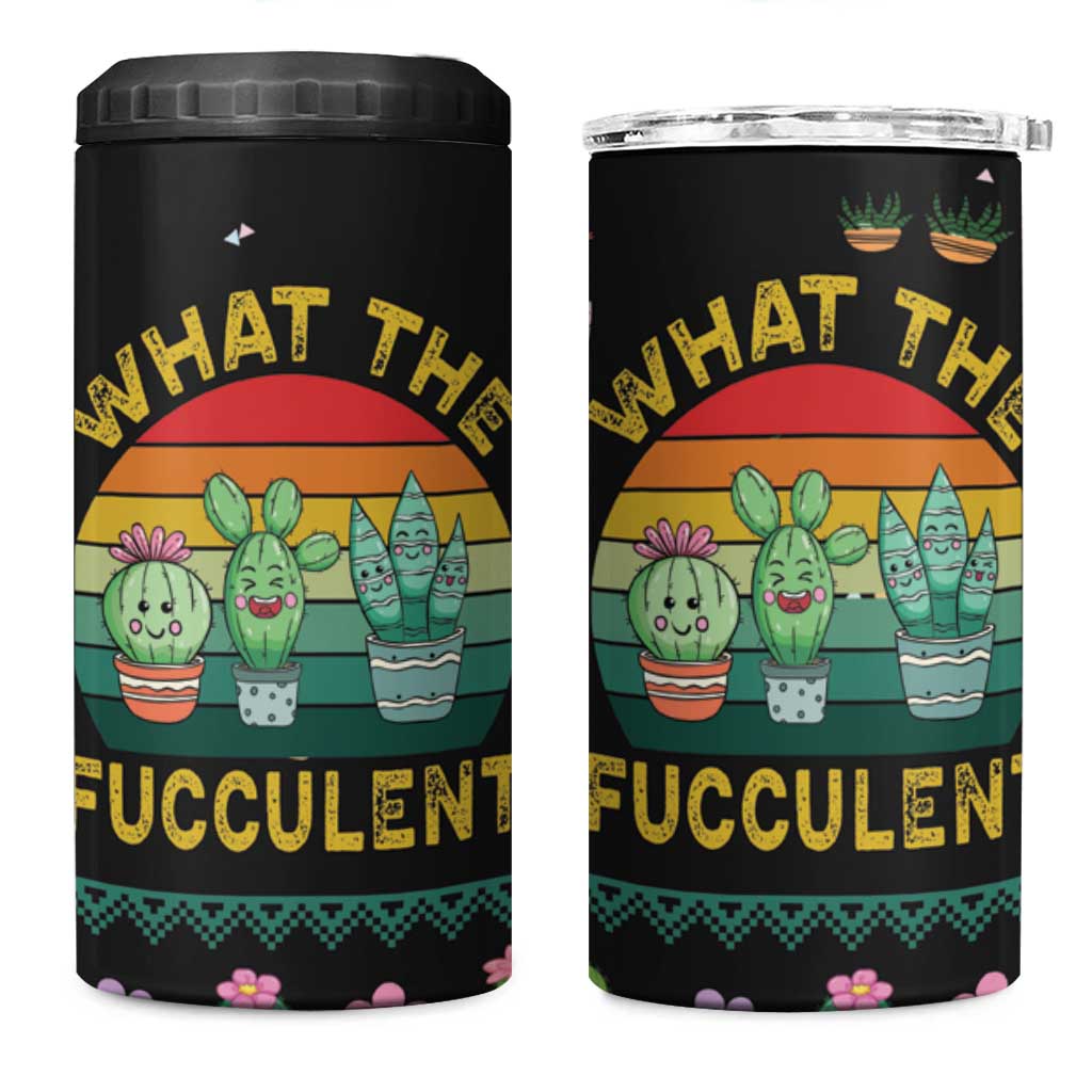 Cacuts Christmas 4 in 1 Can Cooler Tumbler Cactus What the Fucculent - Wonder Print Shop