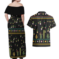 Cacuts Christmas Couples Matching Off Shoulder Maxi Dress and Hawaiian Shirt Cactus What the Fucculent - Wonder Print Shop