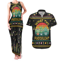 Cacuts Christmas Couples Matching Tank Maxi Dress and Hawaiian Shirt Cactus What the Fucculent - Wonder Print Shop