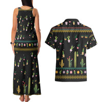 Cacuts Christmas Couples Matching Tank Maxi Dress and Hawaiian Shirt Cactus What the Fucculent - Wonder Print Shop