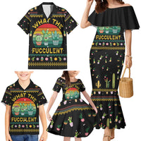 Cacuts Christmas Family Matching Mermaid Dress and Hawaiian Shirt Cactus What the Fucculent - Wonder Print Shop