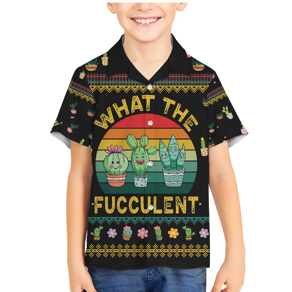 Cacuts Christmas Family Matching Mermaid Dress and Hawaiian Shirt Cactus What the Fucculent - Wonder Print Shop