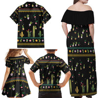 Cacuts Christmas Family Matching Off Shoulder Maxi Dress and Hawaiian Shirt Cactus What the Fucculent - Wonder Print Shop