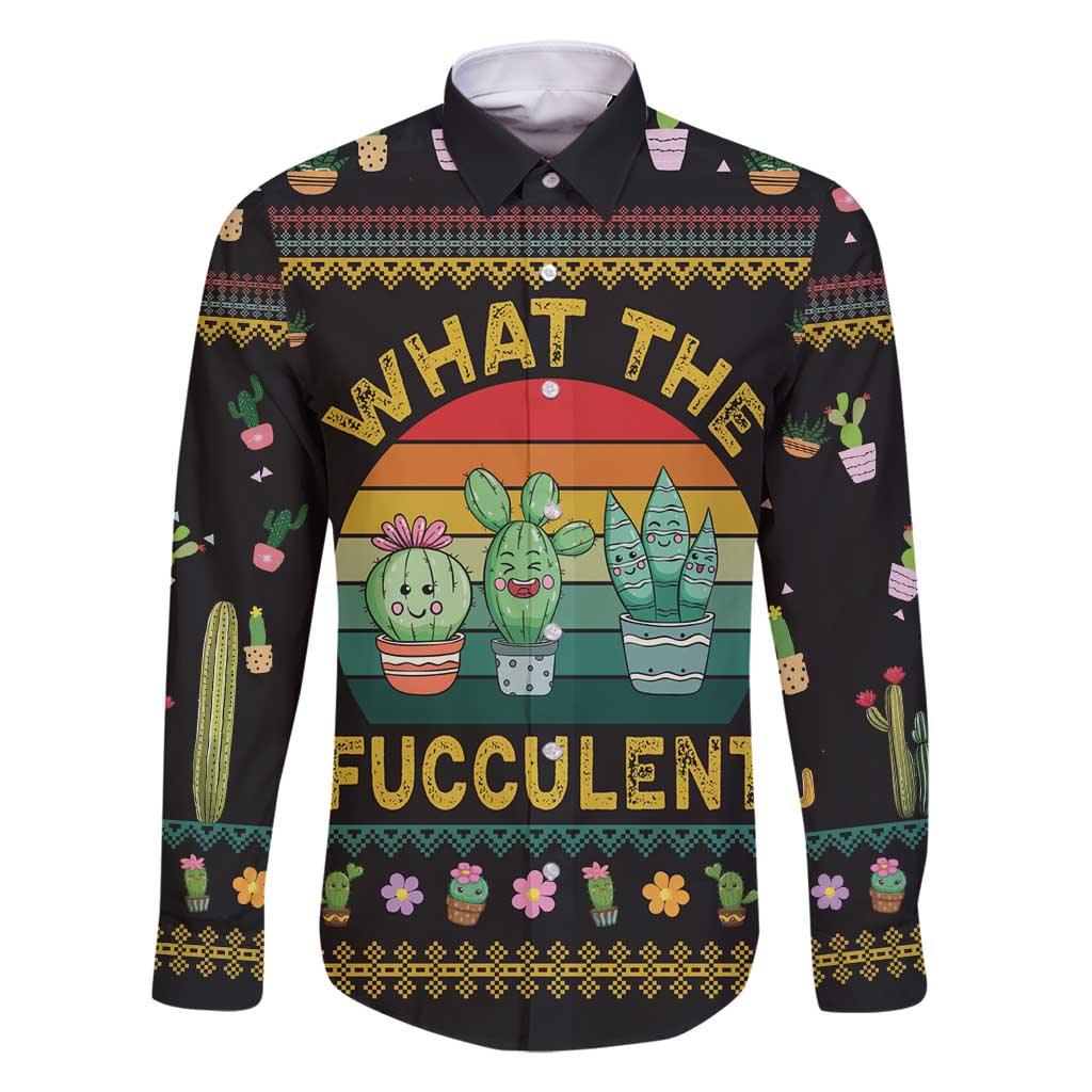 Cacuts Christmas Family Matching Off Shoulder Short Dress and Hawaiian Shirt Cactus What the Fucculent - Wonder Print Shop