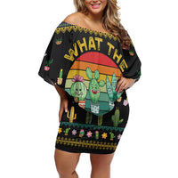 Cacuts Christmas Family Matching Off Shoulder Short Dress and Hawaiian Shirt Cactus What the Fucculent - Wonder Print Shop