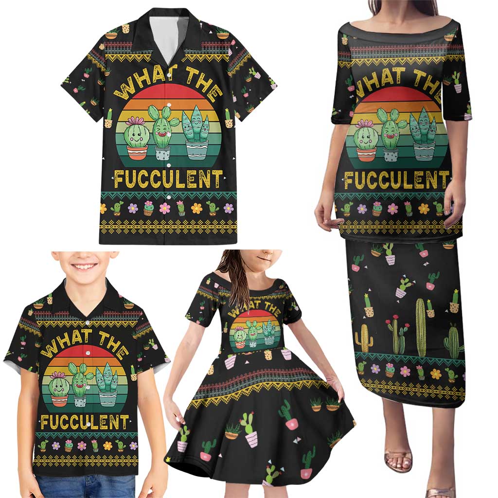 Cacuts Christmas Family Matching Puletasi and Hawaiian Shirt Cactus What the Fucculent - Wonder Print Shop