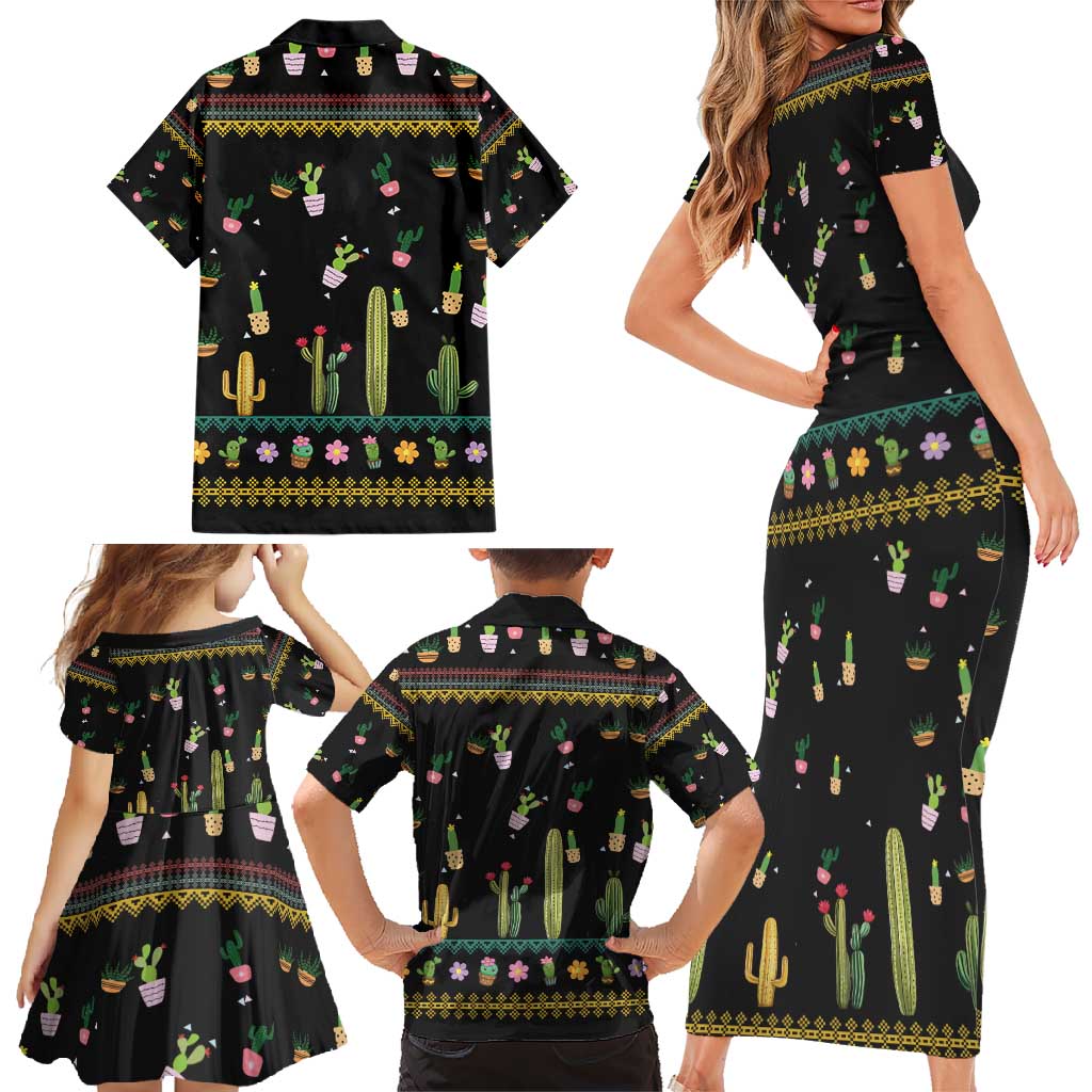 Cacuts Christmas Family Matching Short Sleeve Bodycon Dress and Hawaiian Shirt Cactus What the Fucculent - Wonder Print Shop