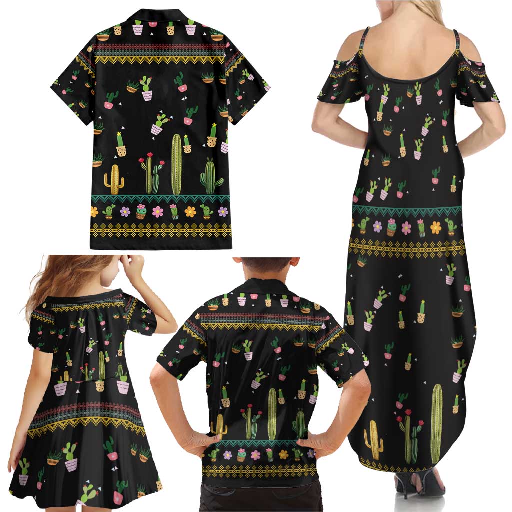 Cacuts Christmas Family Matching Summer Maxi Dress and Hawaiian Shirt Cactus What the Fucculent - Wonder Print Shop