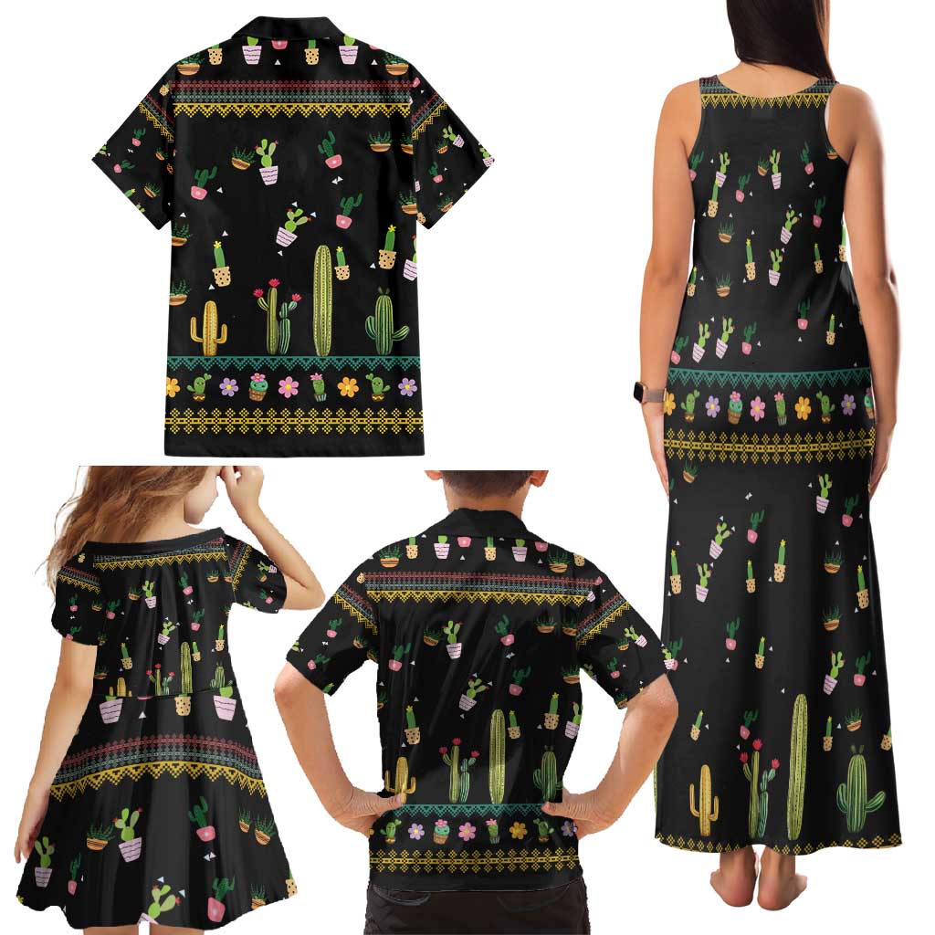 Cacuts Christmas Family Matching Tank Maxi Dress and Hawaiian Shirt Cactus What the Fucculent - Wonder Print Shop