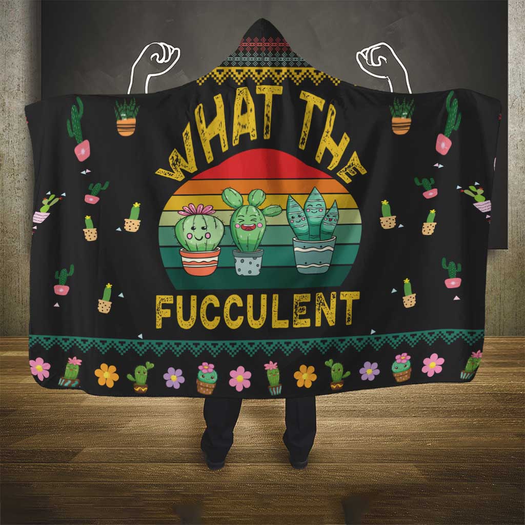 Cacuts Christmas Hooded Blanket Cactus What the Fucculent