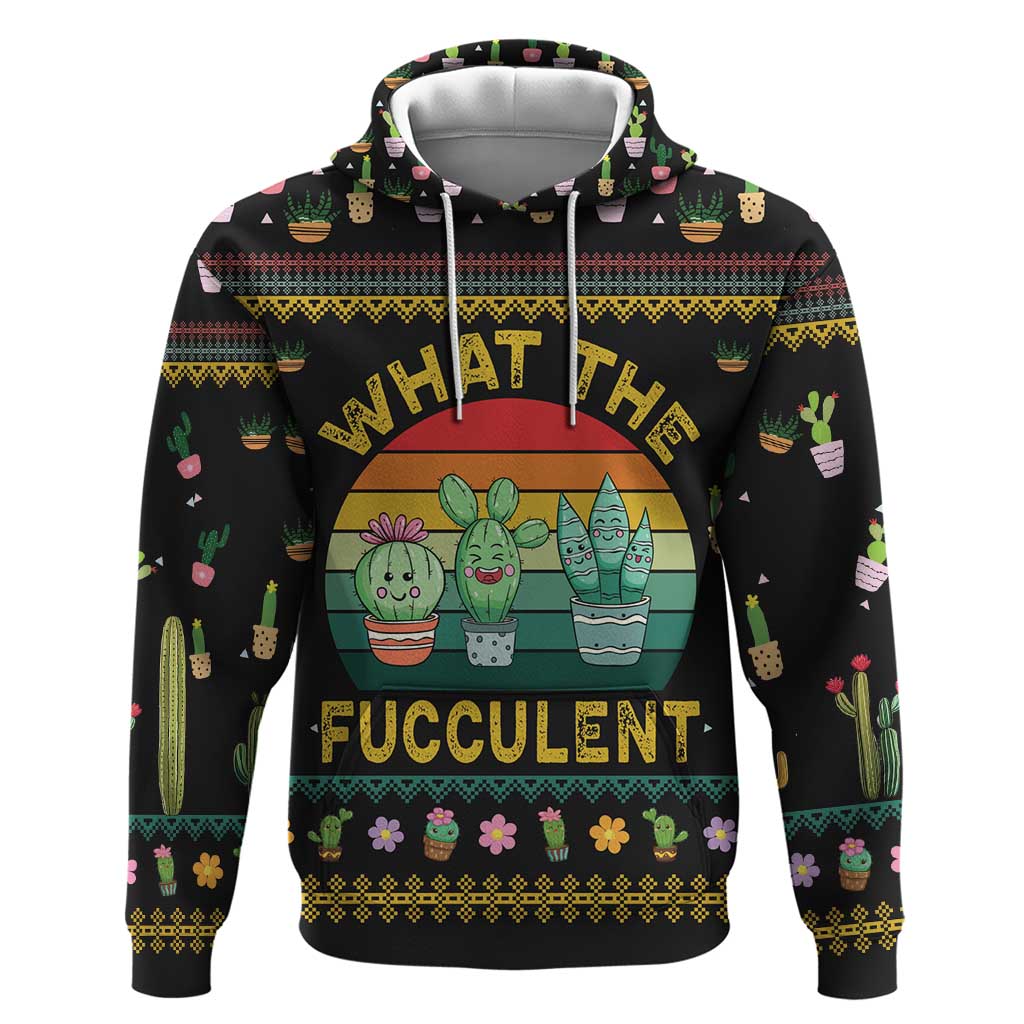 Cacuts Christmas Hoodie Cactus What the Fucculent - Wonder Print Shop