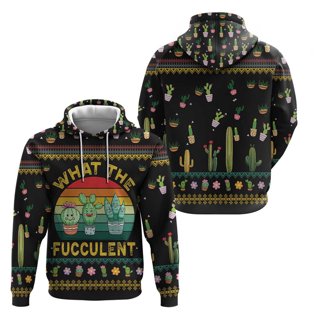 Cacuts Christmas Hoodie Cactus What the Fucculent - Wonder Print Shop