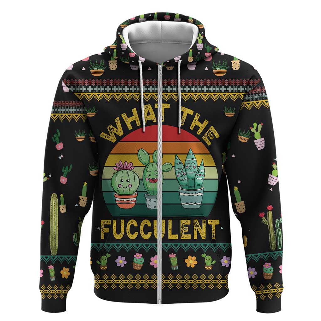 Cacuts Christmas Hoodie Cactus What the Fucculent - Wonder Print Shop