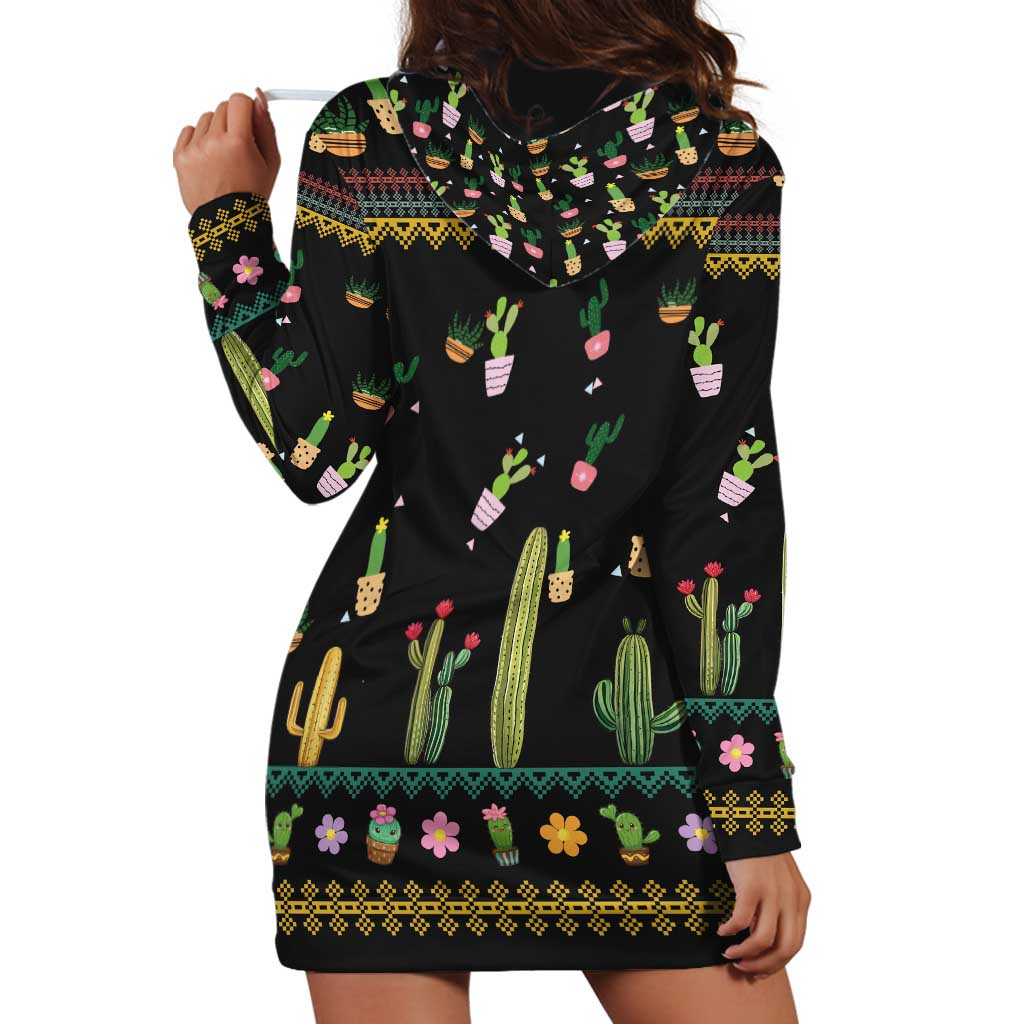Cacuts Christmas Hoodie Dress Cactus What the Fucculent - Wonder Print Shop