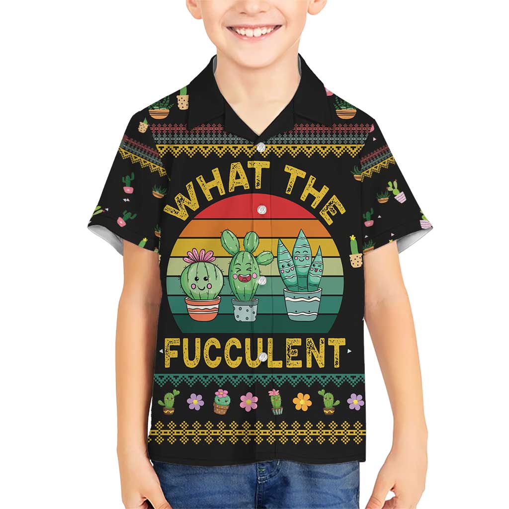 Cacuts Christmas Kid Hawaiian Shirt Cactus What the Fucculent - Wonder Print Shop