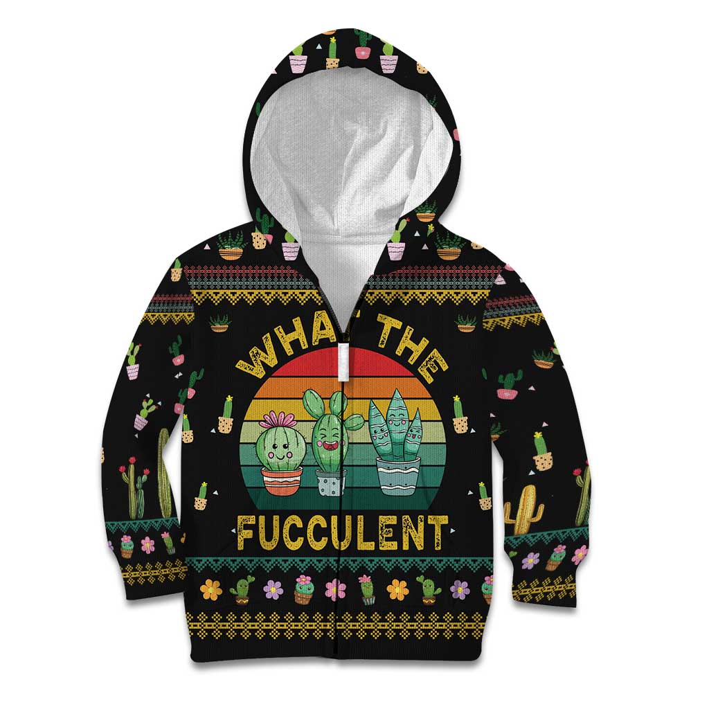 Cacuts Christmas Kid Hoodie Cactus What the Fucculent - Wonder Print Shop