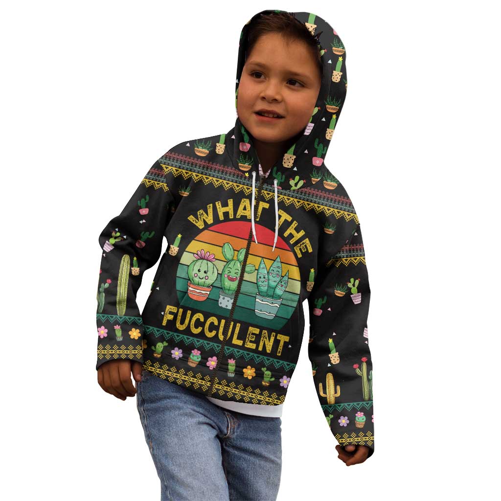 Cacuts Christmas Kid Hoodie Cactus What the Fucculent - Wonder Print Shop