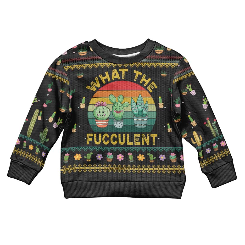Cacuts Christmas Kid Ugly Christmas Sweater Cactus What the Fucculent - Wonder Print Shop