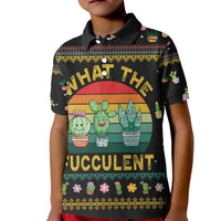 Cacuts Christmas Kid Polo Shirt Cactus What the Fucculent - Wonder Print Shop