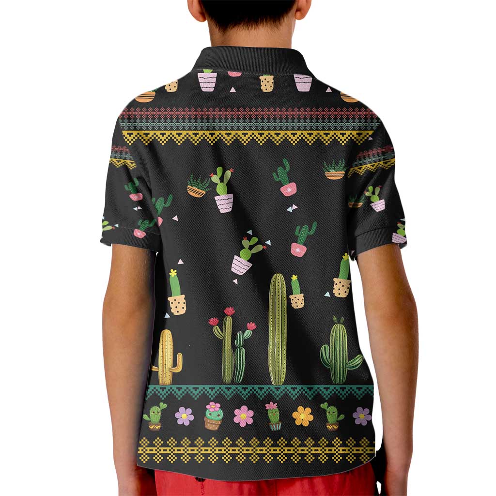 Cacuts Christmas Kid Polo Shirt Cactus What the Fucculent - Wonder Print Shop