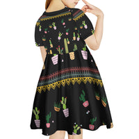 Cacuts Christmas Kid Short Sleeve Dress Cactus What the Fucculent - Wonder Print Shop