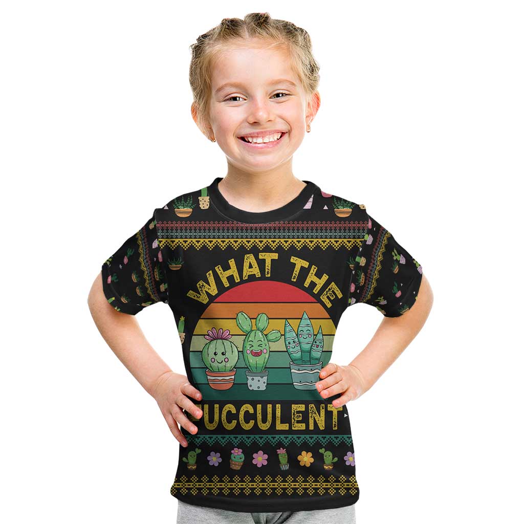 Cacuts Christmas Kid T Shirt Cactus What the Fucculent - Wonder Print Shop