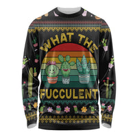 Cacuts Christmas Long Sleeve Shirt Cactus What the Fucculent - Wonder Print Shop