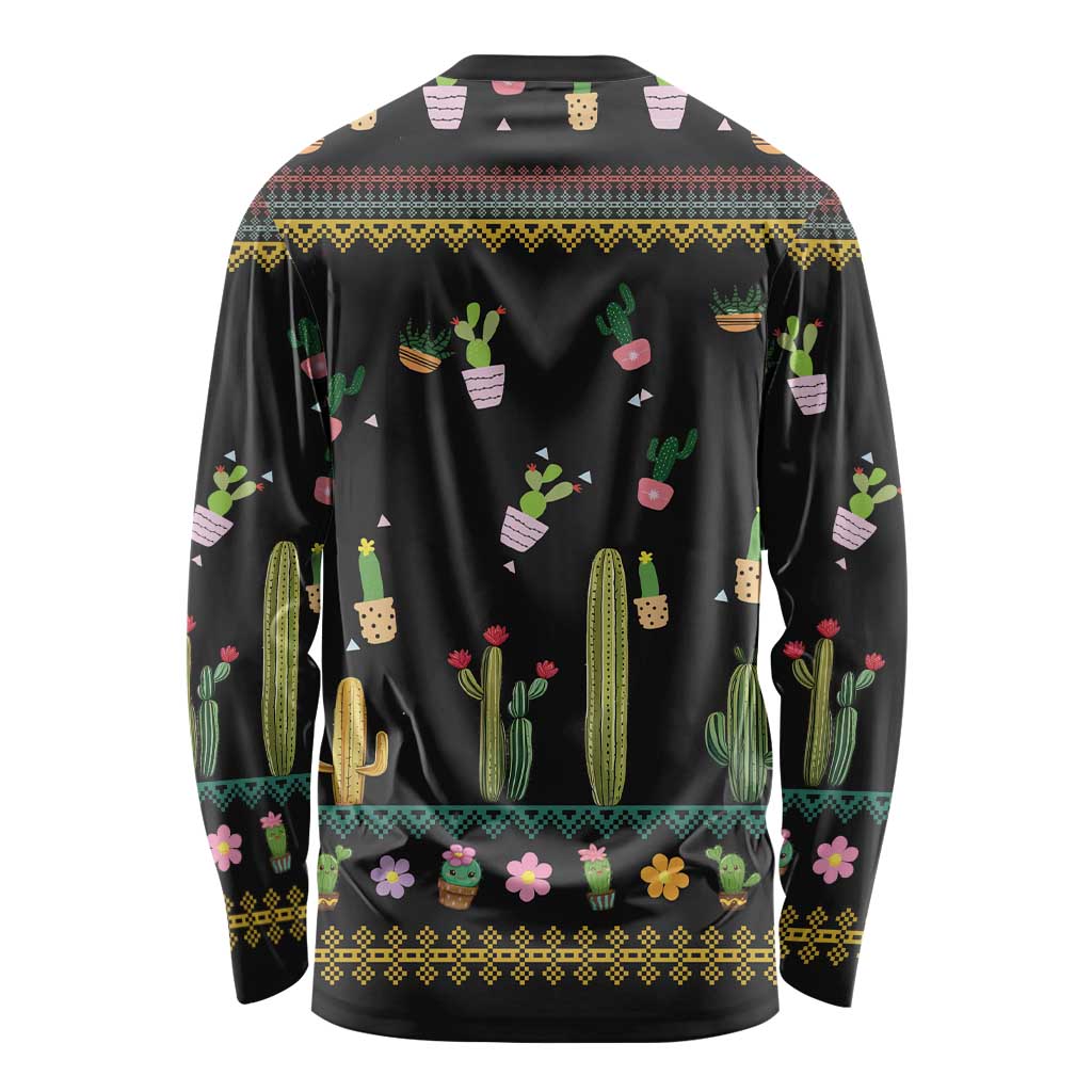 Cacuts Christmas Long Sleeve Shirt Cactus What the Fucculent - Wonder Print Shop