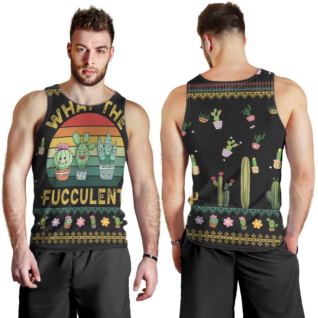 Cacuts Christmas Men Tank Top Cactus What the Fucculent - Wonder Print Shop