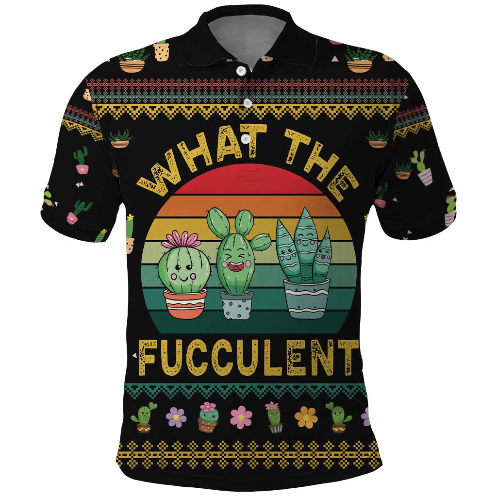 Cacuts Christmas Polo Shirt Cactus What the Fucculent - Wonder Print Shop