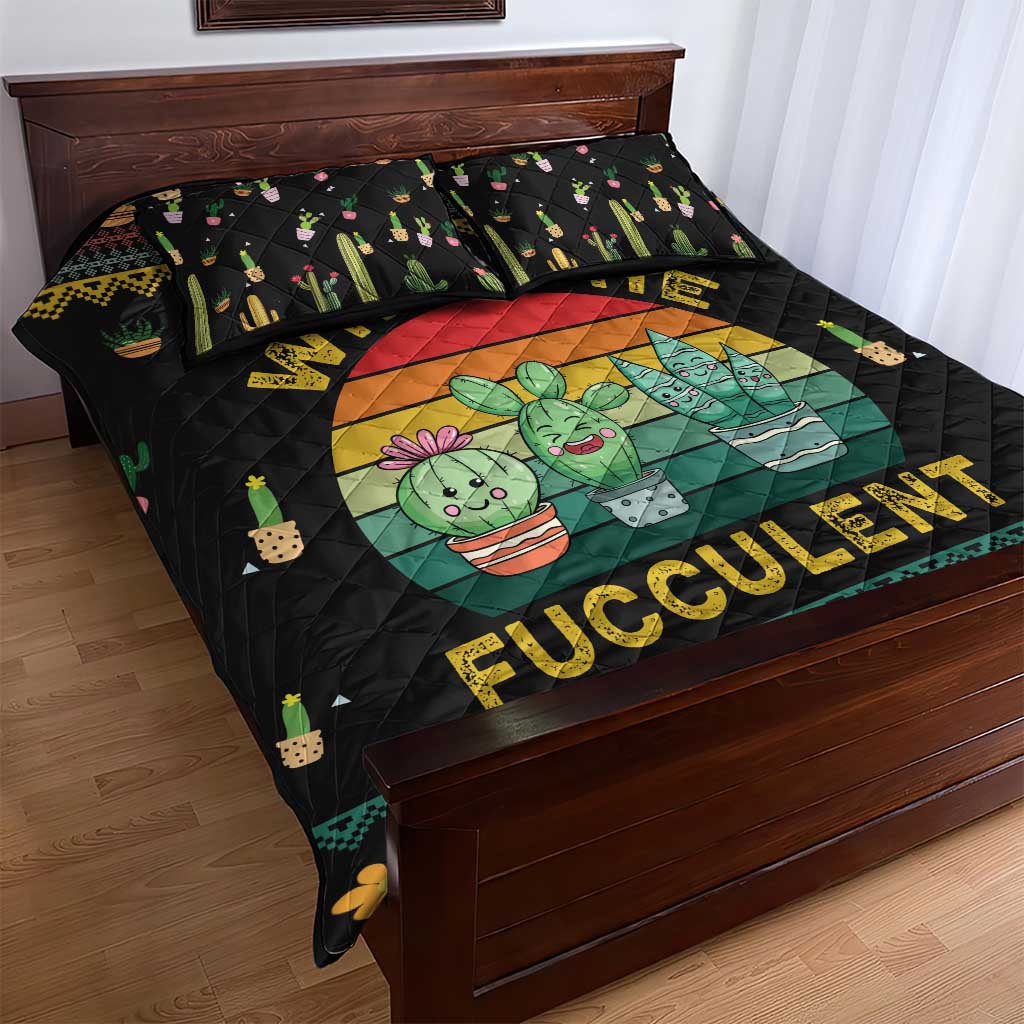Cacuts Christmas Quilt Bed Set Cactus What the Fucculent - Wonder Print Shop
